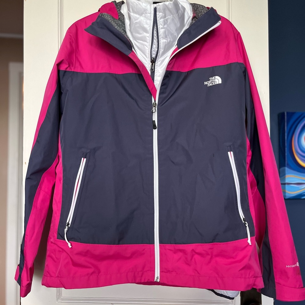 The North Face Women's Pink and Periwinkle 3-in-1 Triclimate Jacket